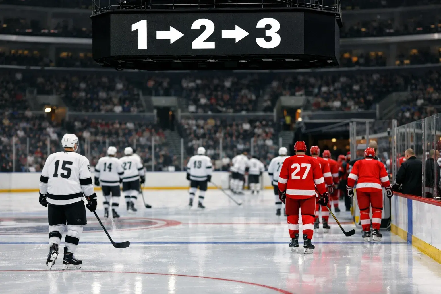 Eishockey-Uhr zeigt Drittelwechsel – Periodenwetten und Drittelwetten