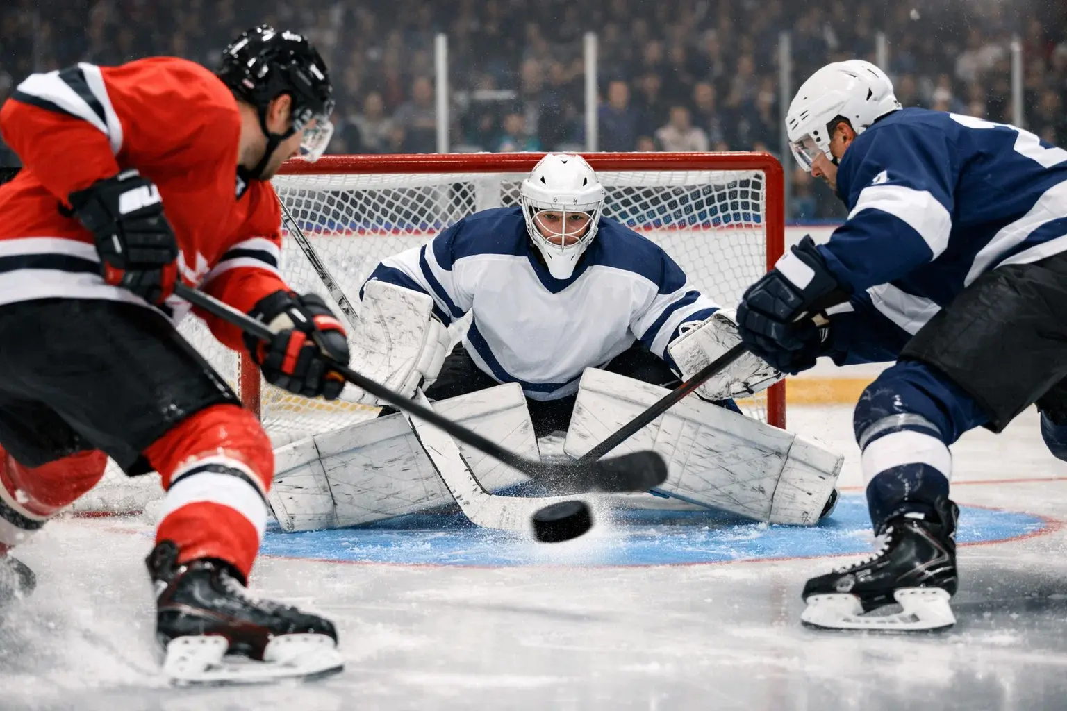 Eishockey Puck Line Szene mit Torerfolg – Handicap und Spread-Wetten erklärt