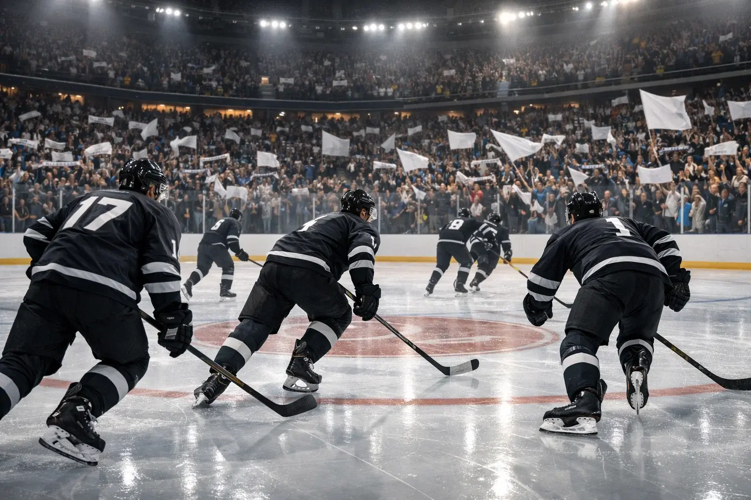 Eishockey-Heimmannschaft vor begeisterten Fans – Heimvorteil und Siegquoten