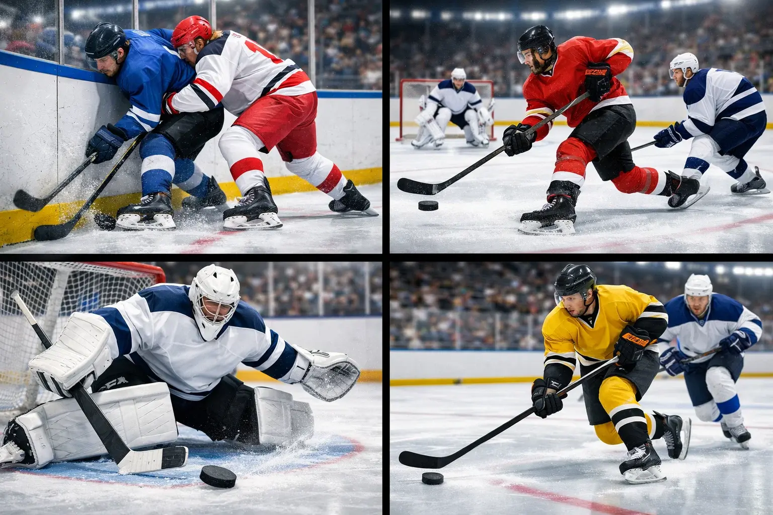 Mehrere Eishockey-Spielszenen – Kombiwetten und Parlay-Strategien