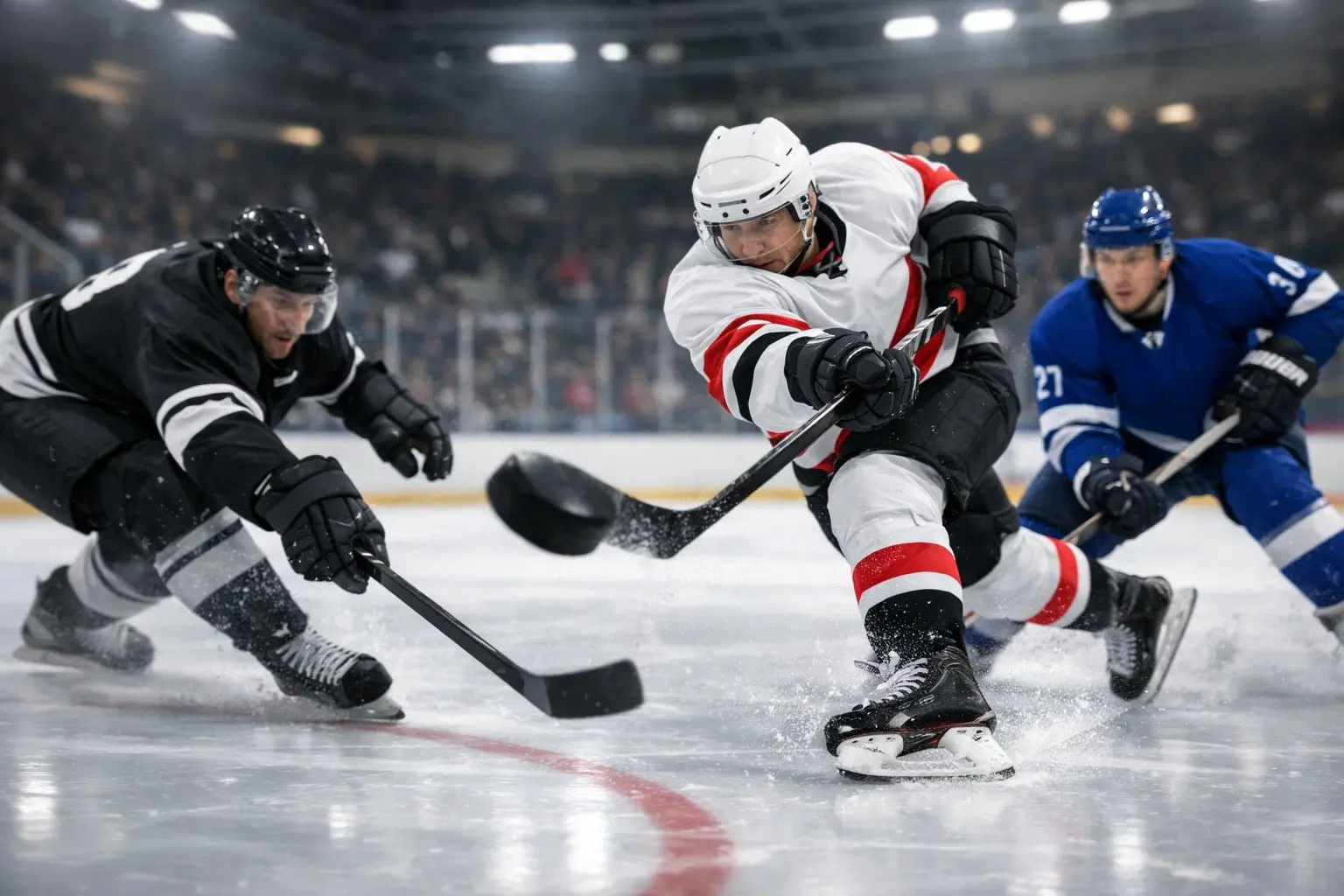 Eishockey Live-Wetten Szene mit Spielern auf dem Eis – Echtzeitwetten und Strategien