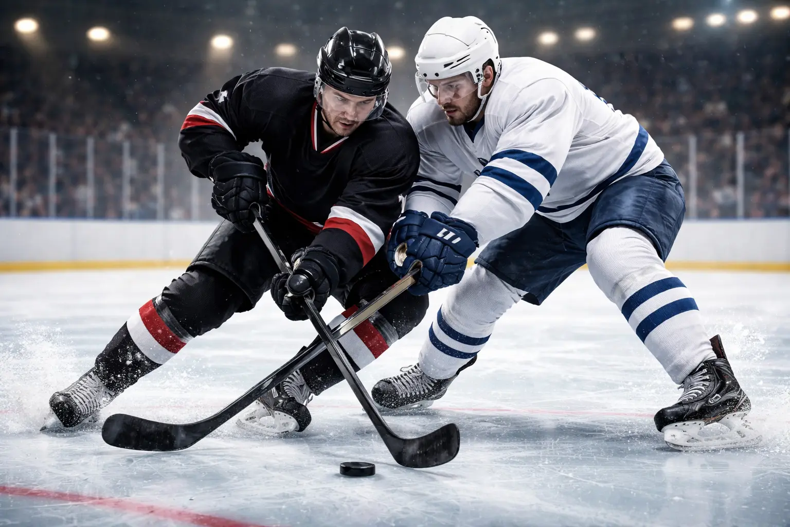 Eishockey-Spieler im Zweikampf – Moneyline-Wette auf den Sieger