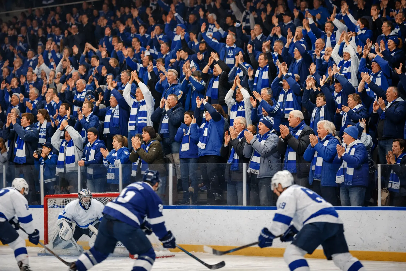 Eishockey-Fans in der Heimarena unterstützen ihr Team – Heimvorteil bei Wetten
