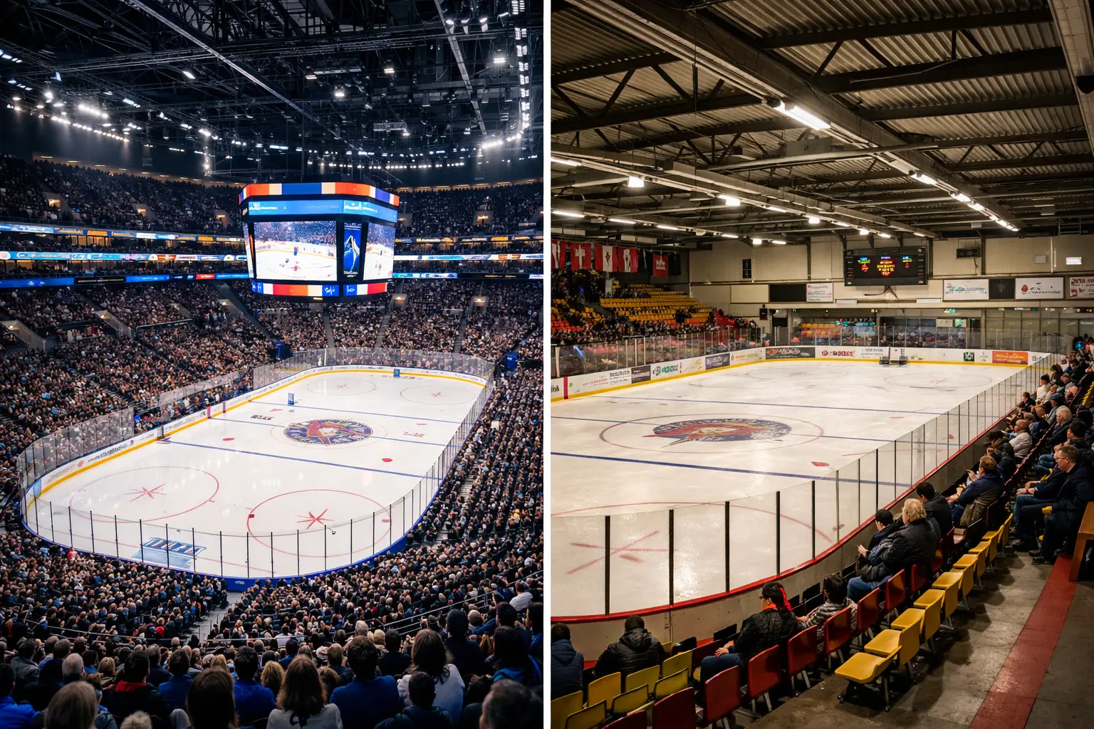 NHL und DEL Logo-Vergleich für Quotenanalyse zwischen Eishockey-Ligen