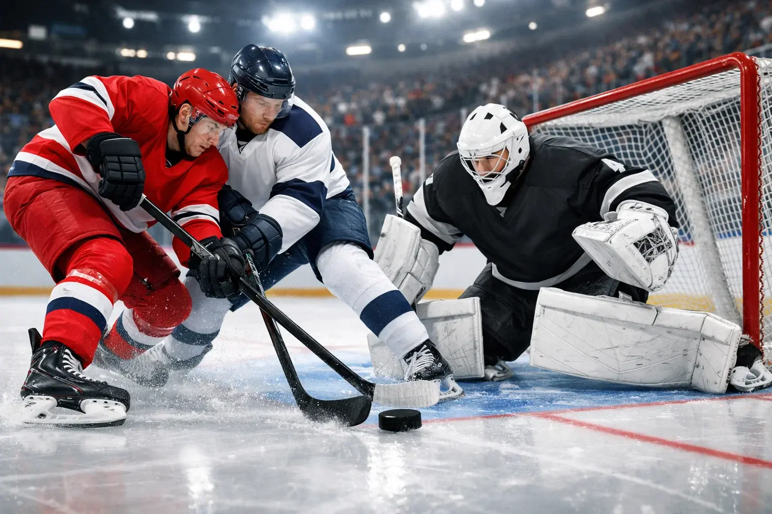 NHL Eishockey-Spieler auf dem Eis bei einem Spiel – Symbolbild für NHL-Quoten und Wettmärkte